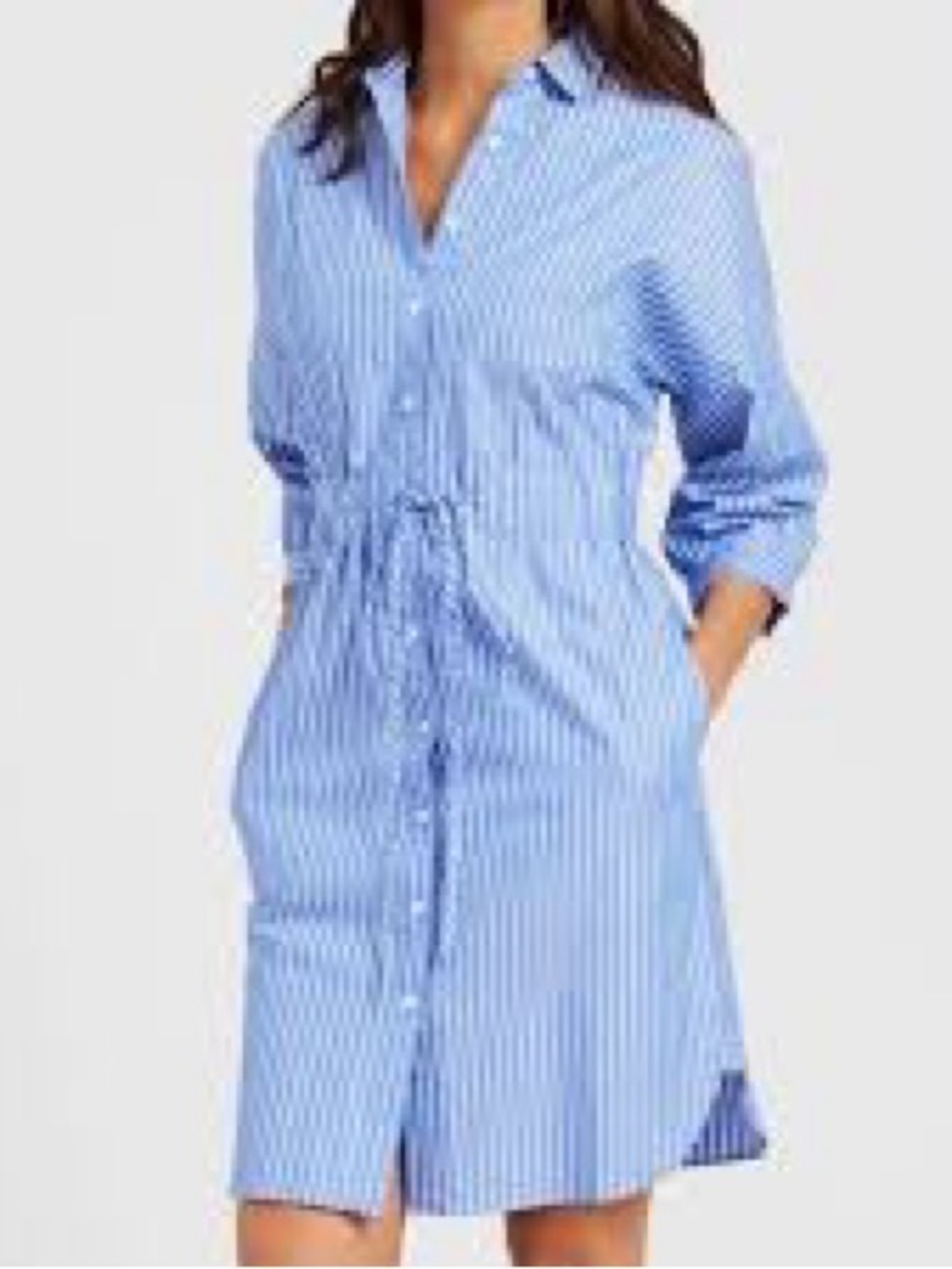 J.Mclaughlin Blue Stripe Cotton Shirt Dress Size Medium 100% Cotton
